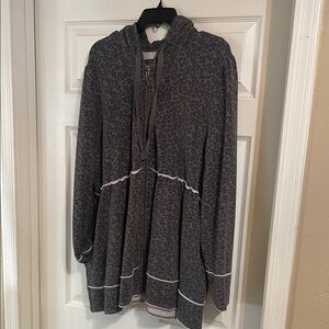 Evy’s Tree Sophie Charcoal Leopard Print Zip-Front Hoodie